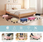 BRIAN & DANY Small Foot Stool Ottoman, Footstool with Legs, Teddy Velvet Foot Rest for Living Room, Bedroom and Office, Pink