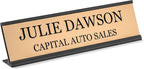 Providence Engraving Personalized Desk Name Plates - Custom Office Wall or Desk Name Plates With Aluminum Holder With Two Lines of Laser Engraved Text, 2" x 10"