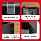 IRIS USA Plastic Storage Drawers, 24-Drawer, Stackable Small Parts Organizer Cabinet for Hardware Screw Nuts and Bolts Sticker Bead Balloon Building Bricks, Teacher Toolbox Garage Storage Bins, Black