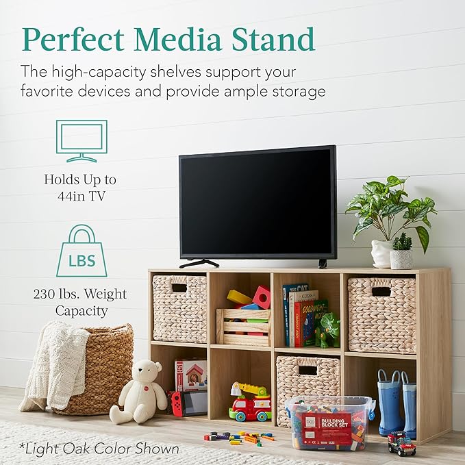 Best Choice Products 8-Cube Storage Organizer, 11in Shelf Opening, Bookcase, Display Shelf, Customizable w/ 3 Removable Back Panels – Greige