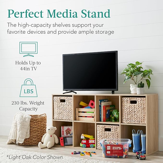 Best Choice Products 8-Cube Storage Organizer, 11in Shelf Opening, Bookcase, Display Shelf, Customizable w/ 3 Removable Back Panels – Walnut