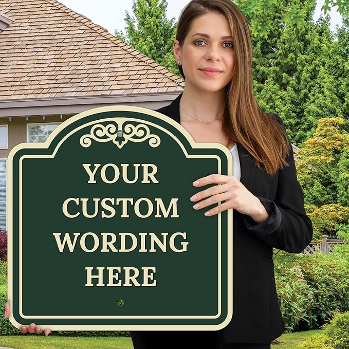 Custom Decorative Sign, Personalized Metal Sign for Business, Driveway, Home, Airbnb, Office Door Plaque,Green Background,24x24 Inches, ACM, Fade Resistant, Made in USA