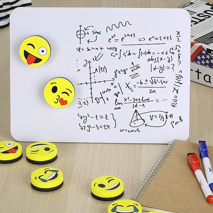 Mr. Pen- Smiley Magnetic Whiteboard Erasers, 8 Pack - Mini, Cute, Dry Erase