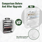 EASEPRES 6 Tier Mesh Hanging Wall File Organizer, Desk Vertical Mail Paper Document Folder Holder Rack with Bottom Tray and Nametag Label for Office Home School, White