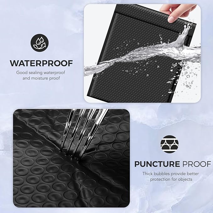Metronic 120Pack Large Bubble Mailers 12x15 Inch Black Waterproof Padded Envelopes Opaque Bubble Mailer Cushioning Bubble Envelopes for Shipping Clothes, Books,Jewelry Makeup Supplies