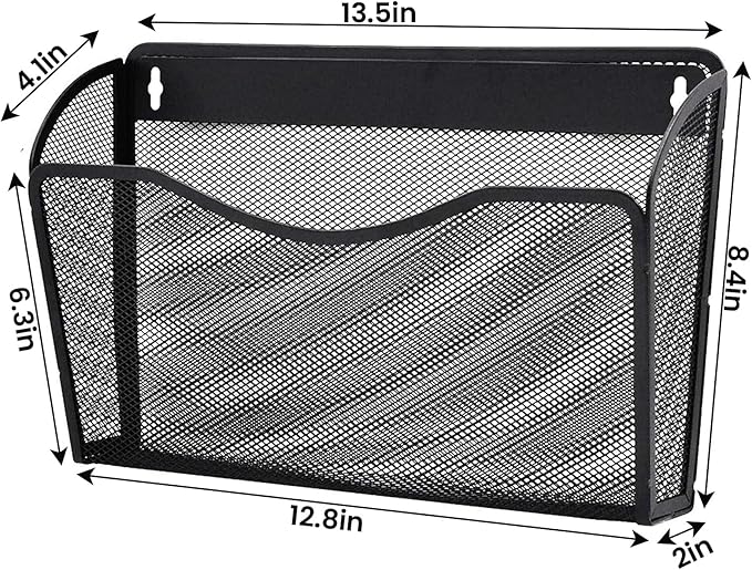Gawerk 3 Pack Wall File Organizer, Mesh Hanging Metal Vertical Wall Mounted File Holder for Office/Home
