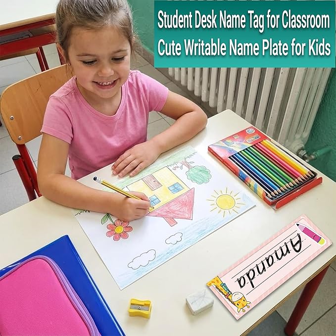 36PCS Desk Name Tags for Classroom – Student Name Plates for Classroom, Kindergarten & Elementary School, 9x3inch Chalkboard Name Tags for Teachers, Desks, Lockers & School Supplies (Style01)