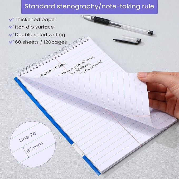 Cholemy 30 Pcs 30 Pcs Spiral Steno Pads 6 x 9 Inches 120 Pages Spiral Notepads Steno Books Ringed Paper Ruled Paper Assorted Color Notebook for Office School Supplies (Multicolor)