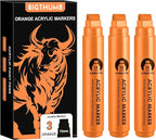 BIGTHUMB 3 Pcs Orange Jumbo Permanent Markers: 15mm Wide Tip Thick Acrylic Paint Pen Large Calligraphy Marker for Rock Painting, Poster, Sign, Canvas, Glass, Wood, Ceramic