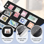 5 Sheets 10 Pages Postage Stamp Album Pages, 8 Pockets 7.7x 1.18in Stamp Collection Inserts, 9 Hole Standard Stamp Collecting Album Sleeves for Stamp Collection Binder IS010810
