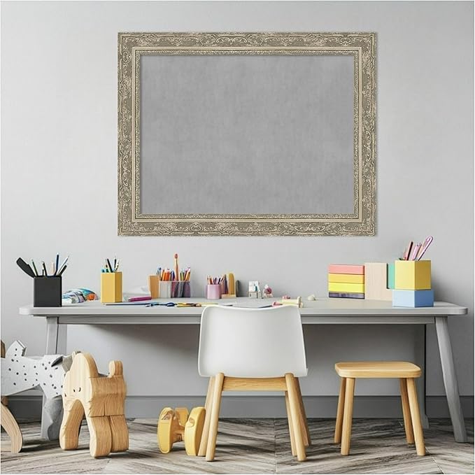 Amanti Art Silver Framed Magnetic Board 22x28 Medium Vision Board for use with Magnets, 100% Metal Sheet to Display Items as Office Decor or for Home Organization in mudroom, Kitchen or Kids Room