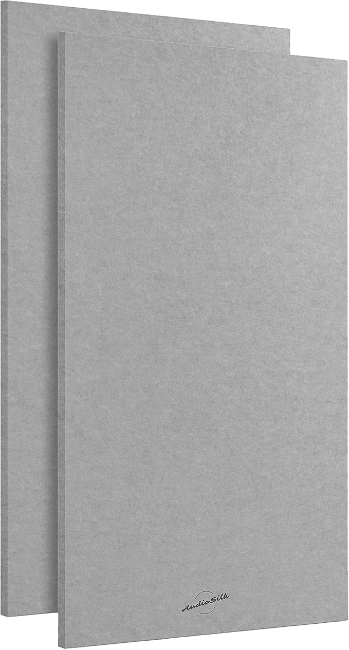 AudioSilk Acoustic Panels, 2 Pack, Large, 46" x 23", Mid Grey