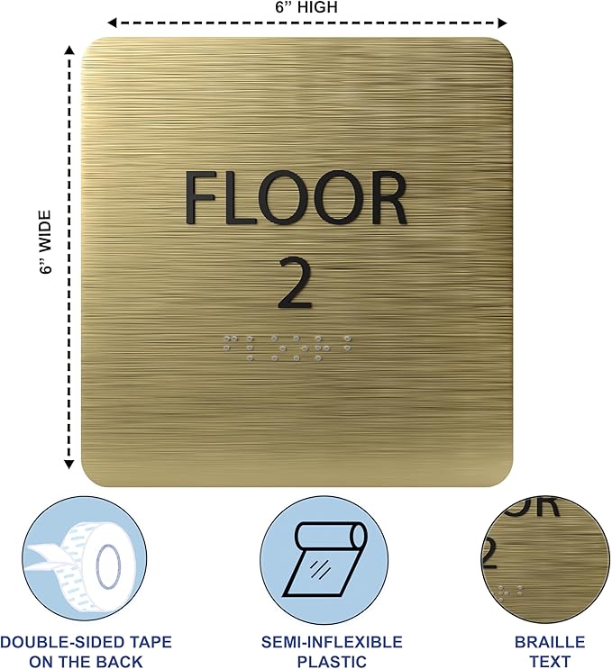 Grey w/Black ADA Floor 2 Sign with Braille – Made from Durable Acrylic and Ready to Mount