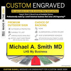 Door Name Plate Personalized for Office Yellow Plastic Name Plate Black Letters - Made in USA 2x4 B4