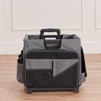 ECR4Kids Universal Rolling Cart with Canvas Organizer Bag, Mobile Storage, Black/Grey