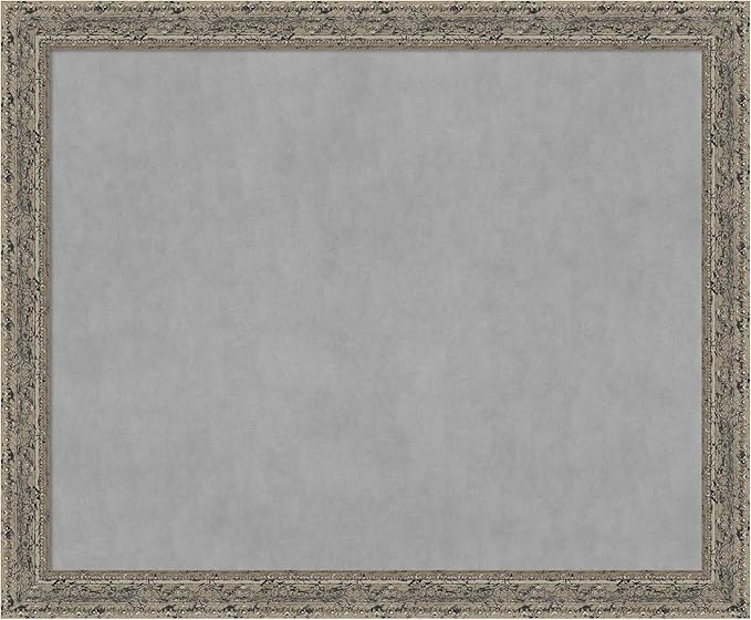 Amanti Art Silver Framed Magnetic Board 37x45 X-Large Vision Board for use with Magnets, 100% Metal Sheet to Display Items as Office Decor or for Home Organization in mudroom, Kitchen or Kids Room