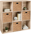 Best Choice Products 9-Cube Storage Organizer, 13.5in Shelf Opening, Bookcase, Display Shelf, Customizable w/ 3 Removable Back Panels – Light Oak