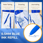UIXJODO Blue Pens, 6 Pcs Blue Ink Pens Fine Point Smooth Writing Pens, 0.5mm Colored Ink Gel Pens for Journaling Note Taking, School Supplies Gifts for Women (6 Pcs Gold Blue - Blue Ink)
