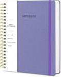 Oneirom Spiral Notebook - 8.5 x 10.98 Inch Large Hard Cover Notebook with Elastic Band & Pocket, 252 Pages, Lay Flat Wirebound Journal for Work, School, Planning & Note Taking Violet