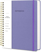 Oneirom Spiral Notebook - 8.5 x 10.98 Inch Large Hard Cover Notebook with Elastic Band & Pocket, 252 Pages, Lay Flat Wirebound Journal for Work, School, Planning & Note Taking Violet