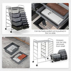 GLACER 15 Drawers Rolling Cart, Storage Cart with w/Removable Drawers & Steel Frame, Multipurpose Organizer Cart w/Sleek Handle, Utility Cart on Lockable Wheels for Home, School, Office (Grey)