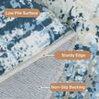 GENIMO Washable Area Rugs for Living Room, 10x12 Modern Non Slip Rugs, Low Pile Lightweight Soft Print Rug for Bedroom, Dining Room, Home Office, Washed Slate Blue