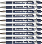 HEYZARDA Personalized Pens with Name Text Logo Custom Ballpoint Pen for Business Office Events with Stylus for Touchscreen 50 Pcs Navy