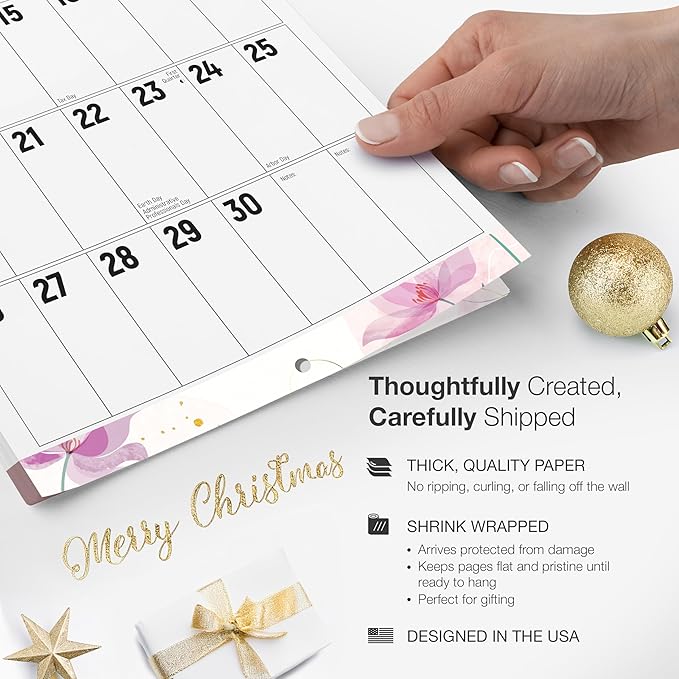 RED EMBER The Big Grid - Floral 2026 Wall Calendar 12 Month | 12" x 24" Open | Thick & Sturdy Paper | Holiday Gift | Jumbo Large Print Nature Calendar 2026