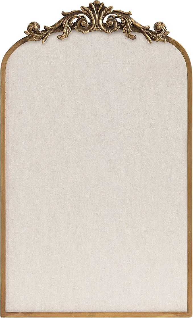 Kate and Laurel Arendahl Arch Pinboard; Gold; 19 x 31; Framed Arched Ornate Vintage Pinboard for Unique Display; Organization; and Decor Options