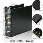 LETVPVOW Vintage Hardback 3 Ring Binder 3 Inch, Professional Leather Binder 3 Ring, Three Ring Binders Fits 8.5 x 11, D Ring Binders for Photo Album, Home, School and Office Supplies- Dark Green