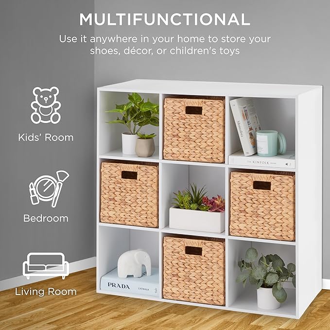 Best Choice Products 9-Cube Storage Organizer, 13.5in Shelf Opening, Bookcase, Display Shelf, Customizable w/ 3 Removable Back Panels – White