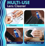 Clear View Portable Lens Cleaner Kit – Travel Size with Premium Cleaning Solution, Refillable Spray + Microfiber Cloth, Safe for All Lenses, Compact & On-the-Go