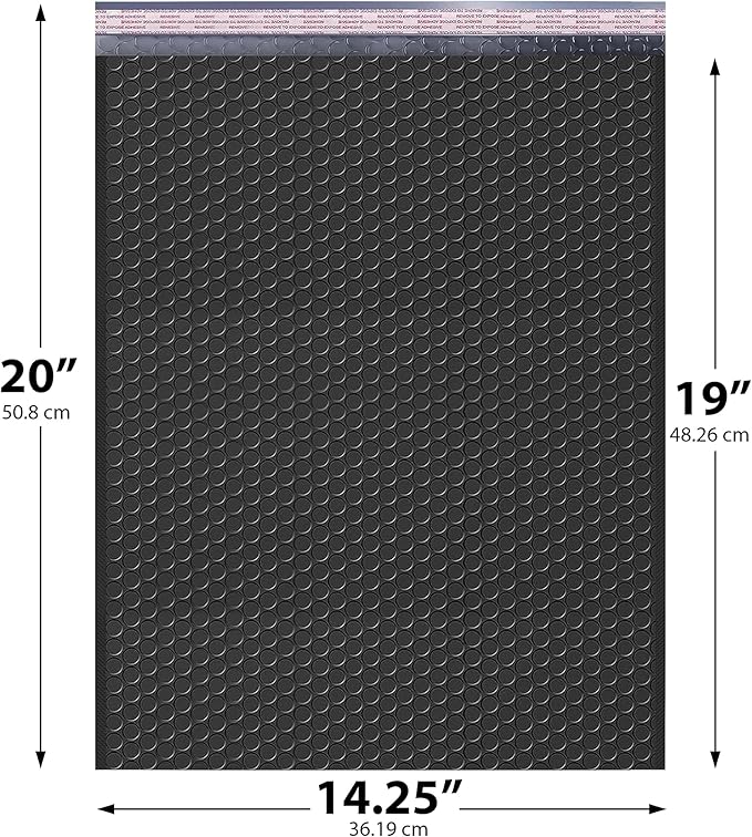 Black Extra Large Poly Bubble Mailers 14.25x20 inch #7 | Self Seal Large Padded Envelopes | Air Cushioned Bubble Mailer | Usable Size 14.25x19 Lightweight Mailing Shipping Bags| 100 Pack Bulk
