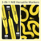 BIGTHUMB 3 Pcs Yellow Jumbo Permanent Markers: 15mm Wide Tip Thick Acrylic Paint Pen Large Calligraphy Marker for Rock Painting, Poster, Sign, Canvas, Glass, Wood, Ceramic