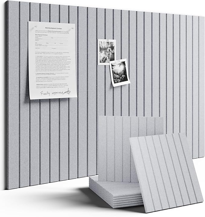 Large Felt Bulletin Board 36"x24" Cork Board Alternative - 6 Pack with 40 Safe Removable Adhesive Tabs, Cork Boards for Walls Felt Board for Home Office Classroom Pin Board-Soft Gray