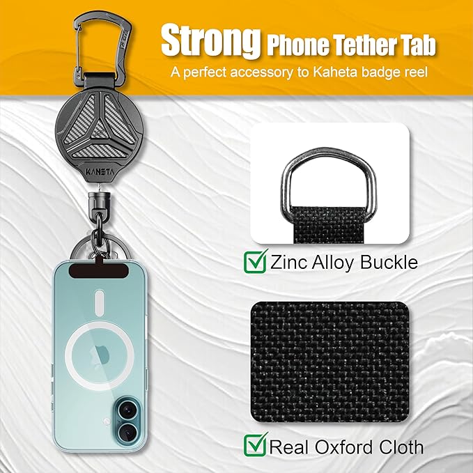 KAHETA 2 Pack Retractable Keychain Heavy Duty Carabiner Badge Holder Clip with Magnetic,Tactical Id Badge Reel with 32'' Steel Cord,Key Ring,Lobster Claw Clasp and Phone Tethers