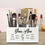QZQE You Are Christian Pen Pencil Holder Organizer for Desk, Christian Gifts for Women, Floral Inspirational Bible Verse Wooden Box Signs Decorations for Home Office Desk Tabletop