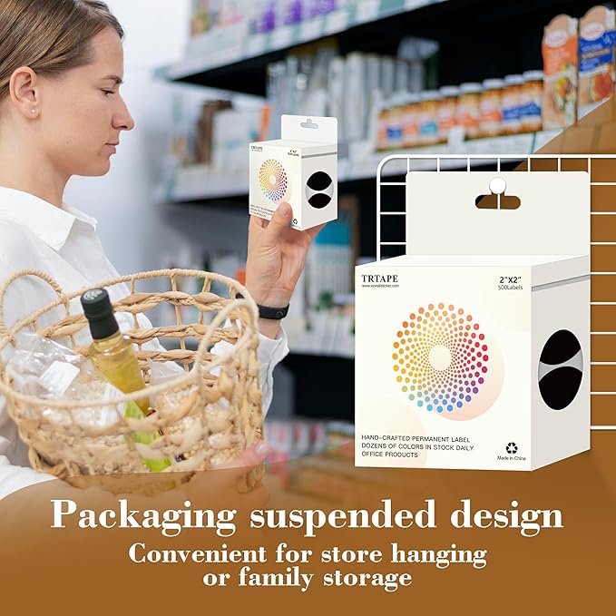 2 Inch Color Coding Round Labels (2000Pcs, 4 Rolls) - Round Colored Dot Stickers for Inventory, Pantry, Warehouse Organization - Black Circle Dot Labels
