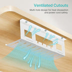 PEGZONE Under Desk Cable Management Tray, 15.7 Inches Metal Cord Organizer Rack, Desk Tray for Power Strip, Cord, Wire, Easy Mounting Cable Management Under Table for Home Office, White