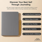 Journal For Men & Women - Gratitude Journal & Self Care Journal With Prompts - A5 Journaling Notebook - Grey - Productivity Store