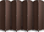 Sorbus 8 Panel Room Divider 6 ft. Tall - Privacy Screen, Extra Wide Double Hinged Panels, Mesh Hand-Woven Design, Partition Room Dividers and Folding Privacy Screens, Wall Divider for Room Separation