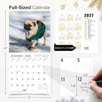 RED EMBER Pugs 2026 Wall Calendar 12 Month | 12" x 24" Open | Thick & Sturdy Paper | Holiday Gift | Cute Puppy Dog Calendar 2026