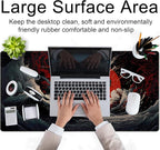 Gothic Desk Mat XXL Large Extended Gaming Mouse Pad Red Sun Mousepas Laptop Mat, Office Decor Computer Keyboard and Mouse Mat, Desk Pad Non-Slip Mousepad with Stitched Edge, 31.5''x15.7''