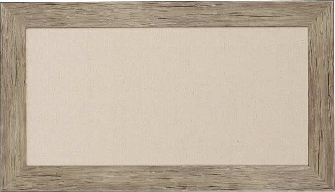 DesignOvation Beatrice Framed Linen Fabric Pinboard, 13x23, Rustic Brown