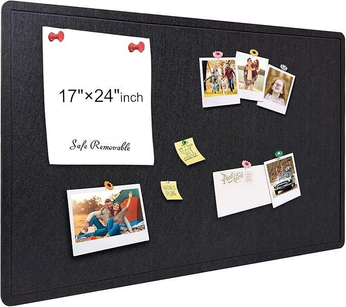 Yunihome Large Bulletin Board - Foldable 24x17 Inches Cork Board Alternative, Self-Adhesive Felt Bulletin Board for Wall, Home Office Classroom Decor