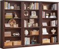 RWYHG 70" Walnut Tall Bookshelf Set of 3,5-Tier Thick Wooden Book Shelf with Adjustable Shelves,Free Standing Farmhouse Bookcase with Open Display Storage,Floor Vintage Bookshelves for Living Room