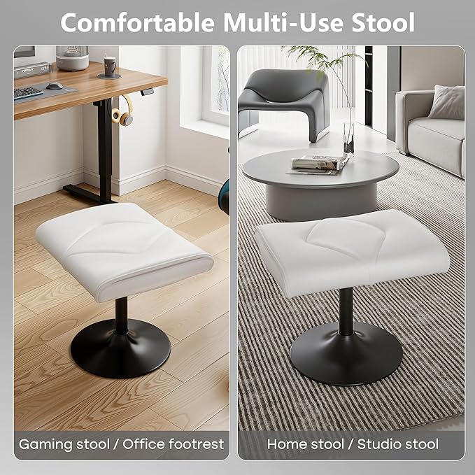 VECELO Foot Rest Under Desk Ottoman, PU Height Adjustable Footrest with Comfort Padding, Leg Rest for Desk for Relieving Leg Pain, Stiffness, and etc, Black