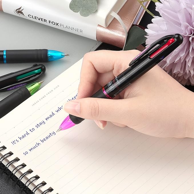 Bribobo 8 Pack Multicolor Ballpoint Pens 4-in-1 0.7mm Colored Retractable Ballpoint Gift Pens for Office School Supplies Students Gift