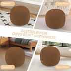 MeMoreCool Stuffed Round Pouf Ottoman Foot Rest, Floor Pouf Foot Stool with Soft Foam Chunk Filling, Small Round Ottoman Footstool Circle Footrest for Living Room, Light Coffee
