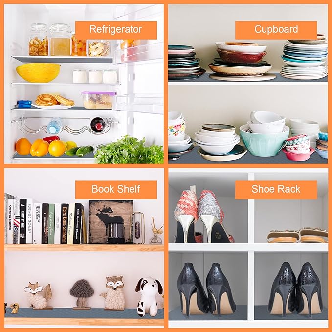 Shelf Liners for Kitchen Cabinets Refrigerator Liners Waterproof & Oil-Proof Kitchen Cupboard Liner Non-Slip Drawer Mats EVA Material Non Adhesive Fridge Mats for Shelves 11.8 x 393.7 Inches